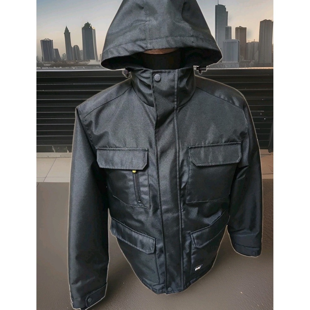 CAT Caterpillar Men's Bedrock Insulated Work Jacket Zip Black  Pockets M